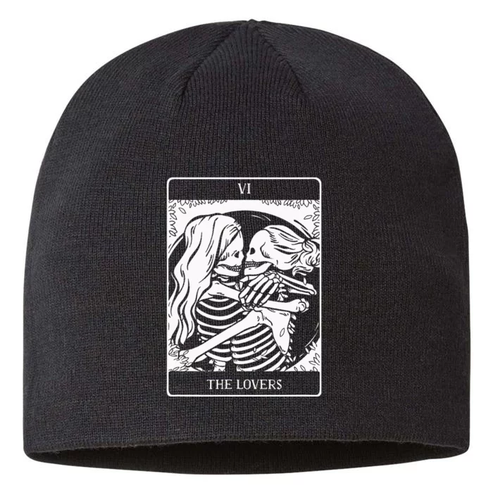 The Lovers Tarot Card Occult Goth Lesbian Skeleton Halloween 8 1/2in Sustainable Knit Beanie