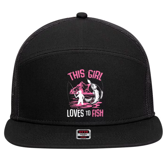 This  Loves To Fish Fishing  saying 7 Panel Mesh Trucker Snapback Hat