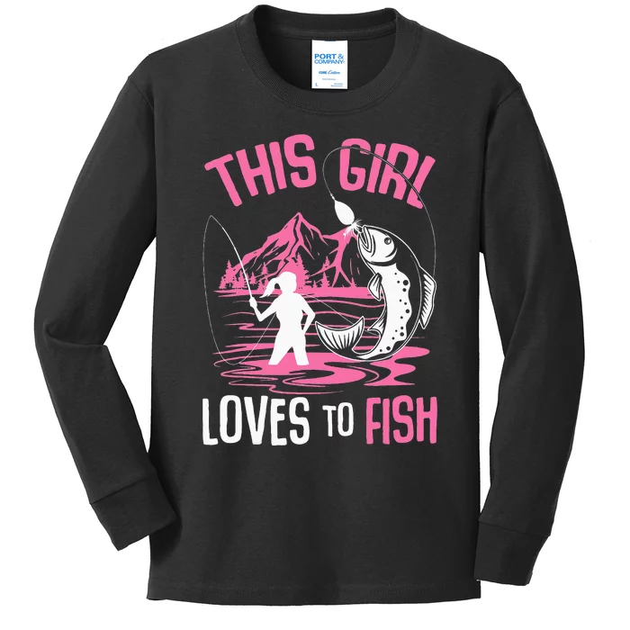 This  Loves To Fish Fishing  saying Kids Long Sleeve Shirt