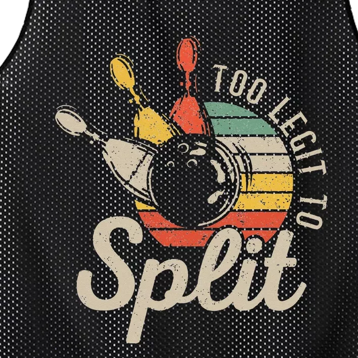 Too Legit To Split Retro Bowling Funny Bowler Bowling Team Mesh Reversible Basketball Jersey Tank