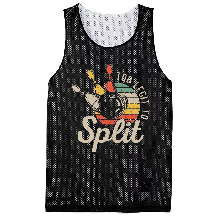 Too Legit To Split Retro Bowling Funny Bowler Bowling Team Mesh Reversible Basketball Jersey Tank