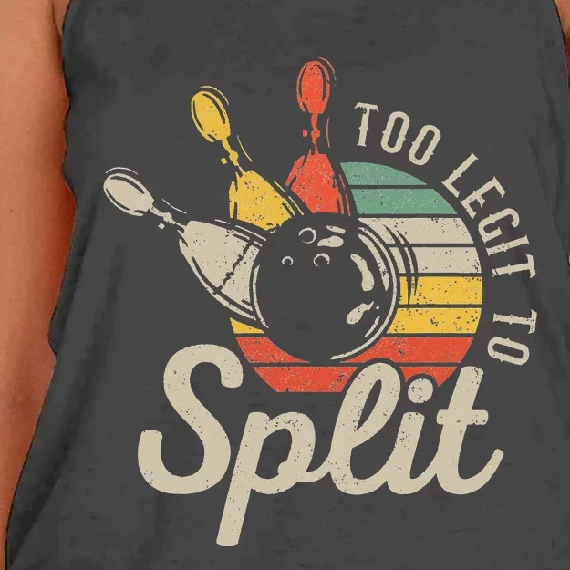 Too Legit To Split Retro Bowling Funny Bowler Bowling Team Women's Knotted Racerback Tank