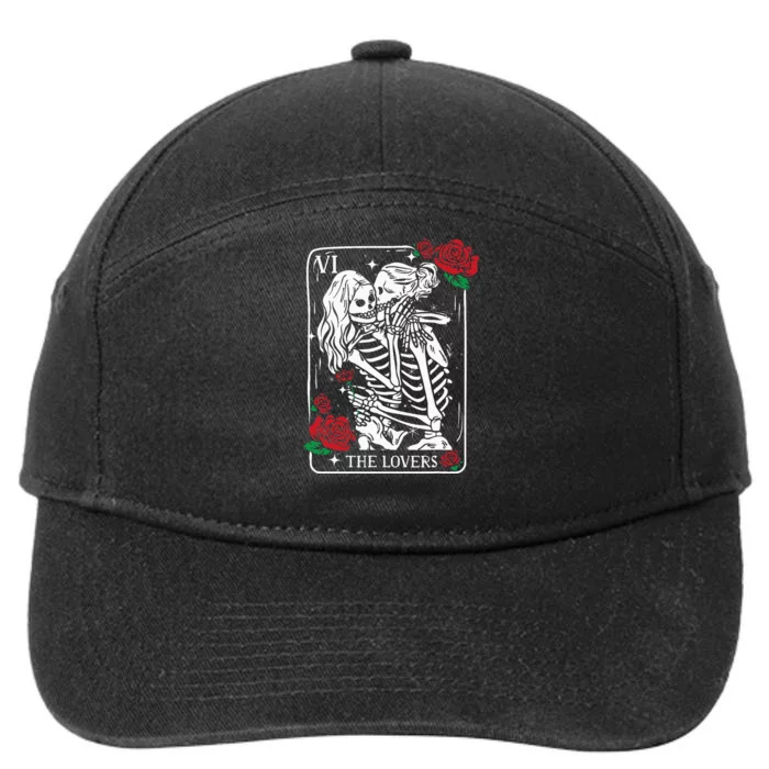 The Lovers Tarot Card Occult Skeleton Roses Gothic Kissing 7-Panel Snapback Hat