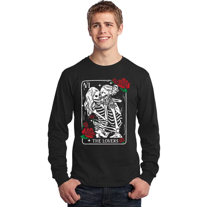 The Lovers Tarot Card Occult Skeleton Roses Gothic Kissing Tall Long Sleeve T-Shirt