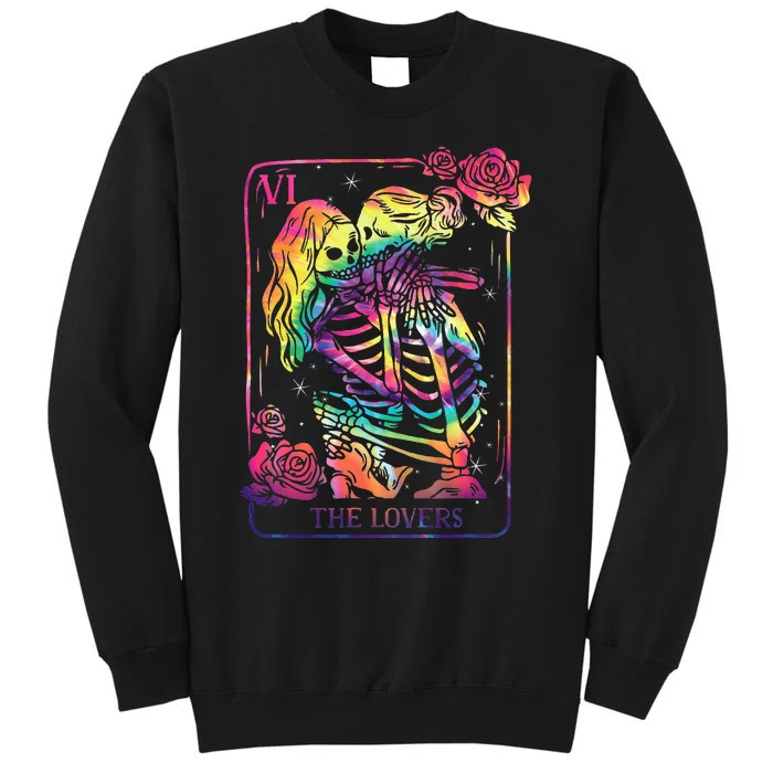 The Lovers Tarot Card Goth Tie Dye Kissing Lesbian Skeletons Sweatshirt