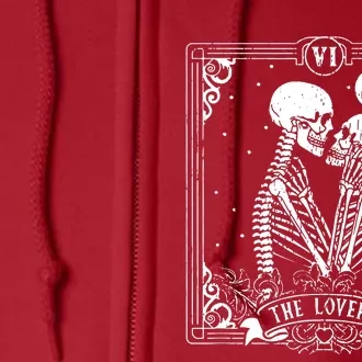 The Lovers Tarot Card Skeleton Great Full Zip Hoodie