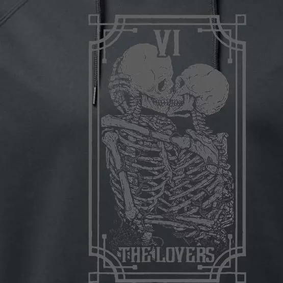 The Lovers Tarot Card Goth Skull Halloween Performance Fleece Hoodie