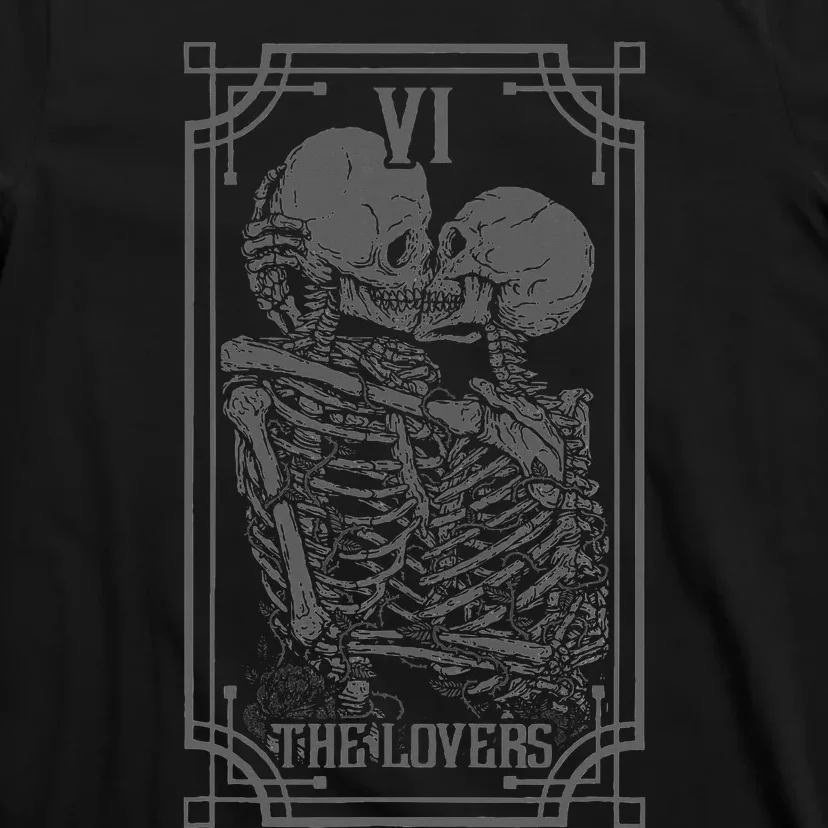 The Lovers Tarot Card Goth Skull Halloween T-Shirt