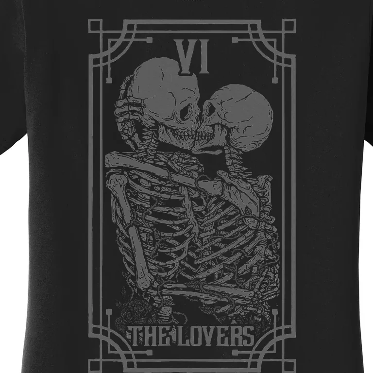 The Lovers Tarot Card Goth Skull Halloween Women's T-Shirt