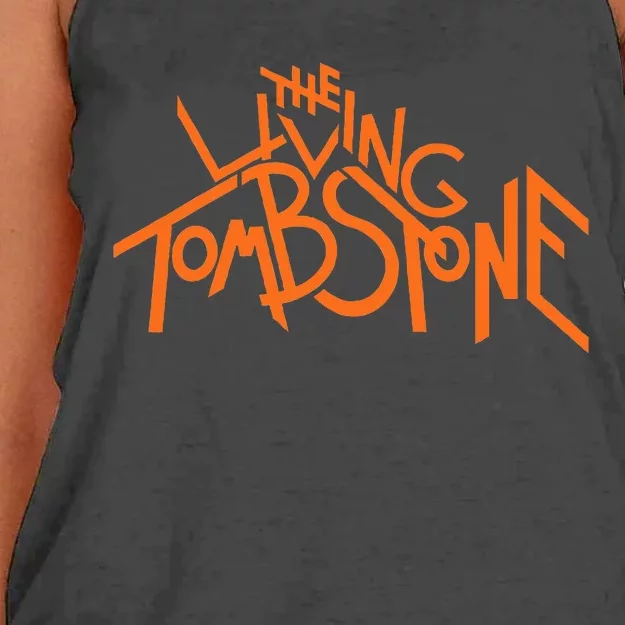 The Living Tombstone – Orange Women's Knotted Racerback Tank