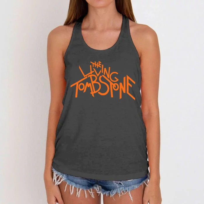 The Living Tombstone – Orange Women's Knotted Racerback Tank