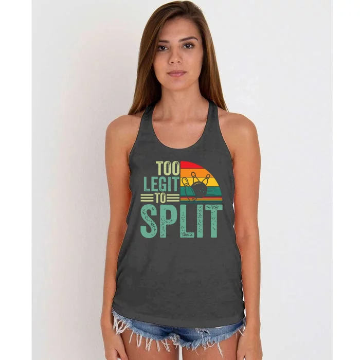 Too Ligit To Split, Funny Bowlers & Bowling Player Women's Knotted Racerback Tank