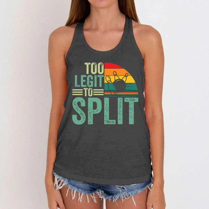 Too Ligit To Split, Funny Bowlers & Bowling Player Women's Knotted Racerback Tank