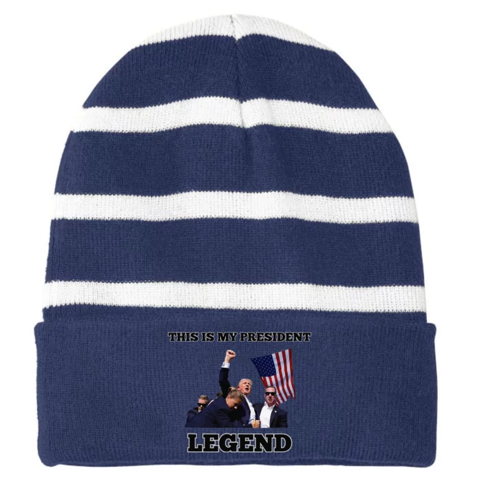 Trump Legend This Is My President Striped Beanie with Solid Band