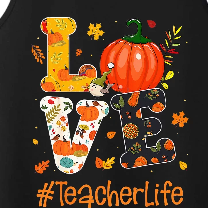 Thanksgiving Love Teacher Life Happy Fall Yall Autumn Performance Tank