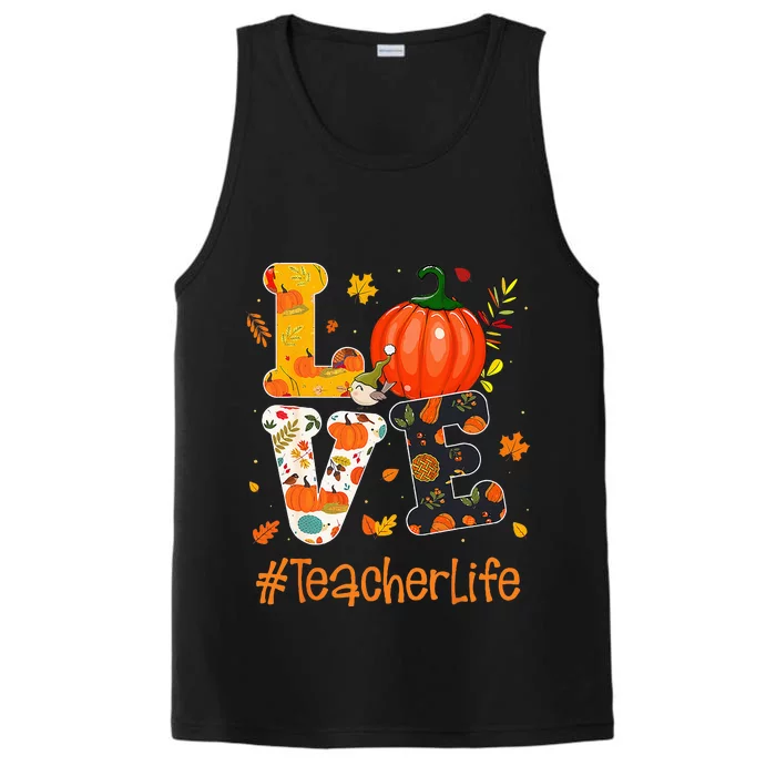 Thanksgiving Love Teacher Life Happy Fall Yall Autumn Performance Tank