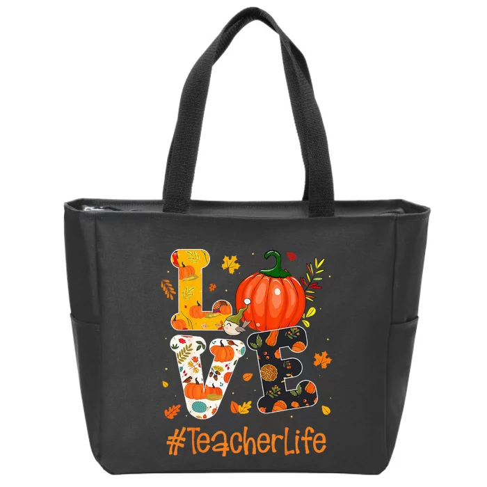 Thanksgiving Love Teacher Life Happy Fall Yall Autumn Zip Tote Bag