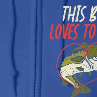 This Loves To Fish Bass Fishing Family Matching Gift Full Zip Hoodie