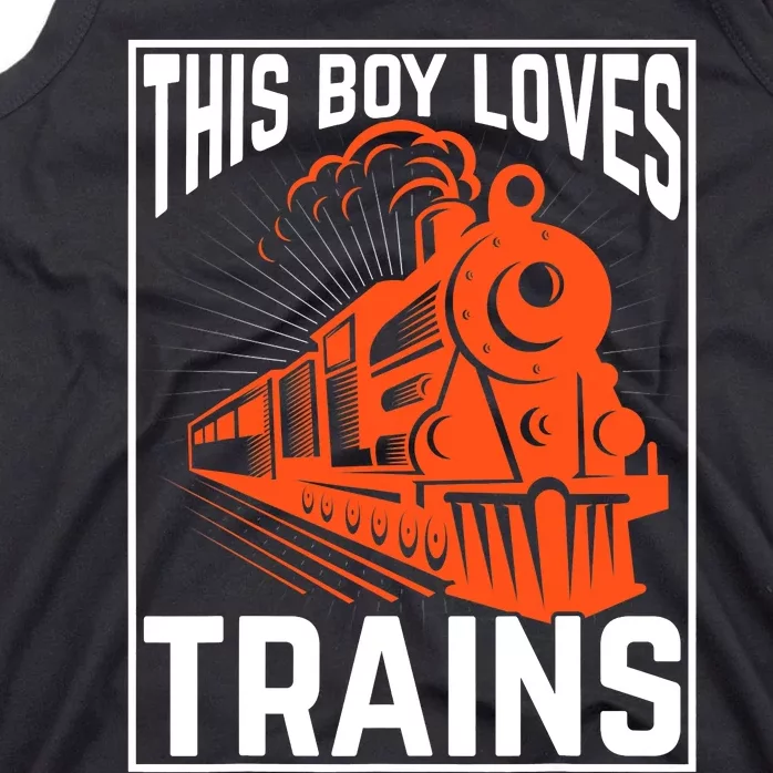 This  loves trains locomotives and wagon! boys train Tank Top