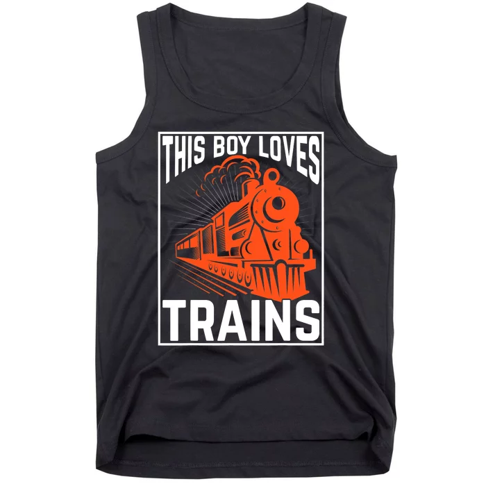 This  loves trains locomotives and wagon! boys train Tank Top