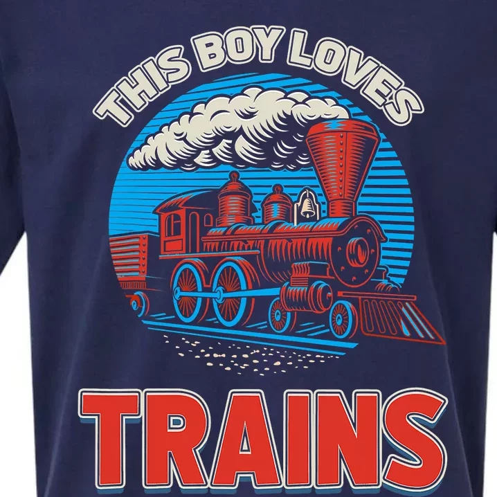 This  loves trains locomotives and wagon! boys train Sueded Cloud Jersey T-Shirt