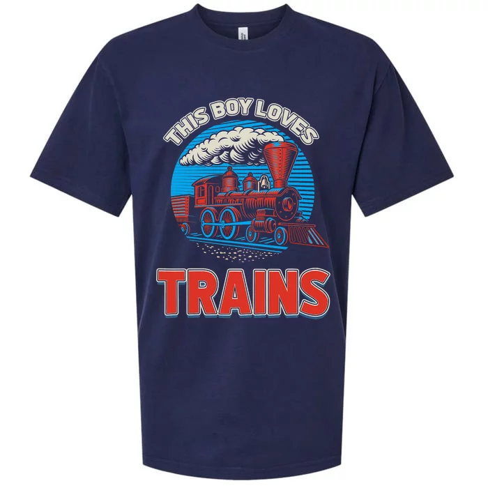 This  loves trains locomotives and wagon! boys train Sueded Cloud Jersey T-Shirt