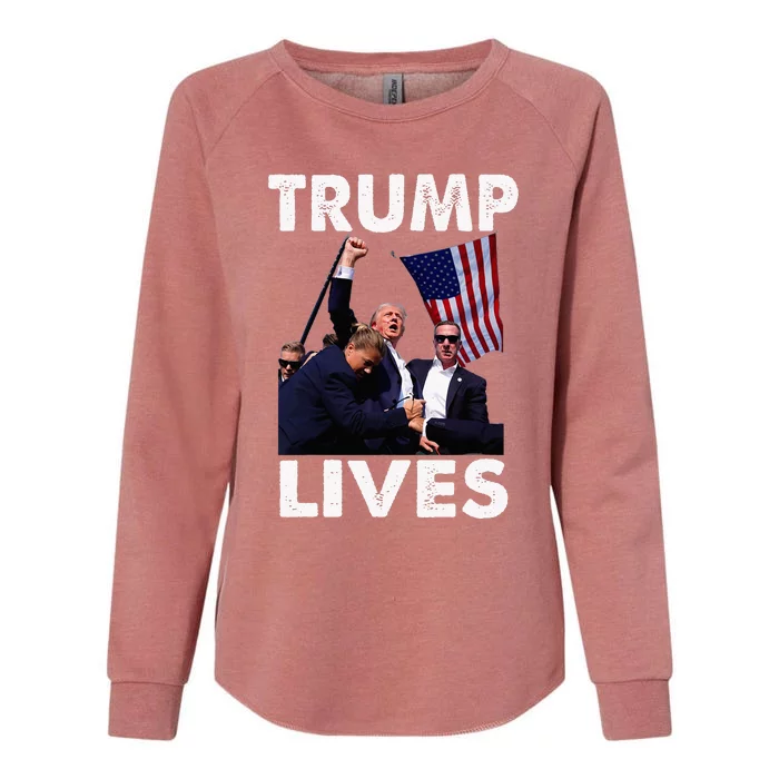 Trump Live Trump Shot Fist Pump Womens California Wash Sweatshirt