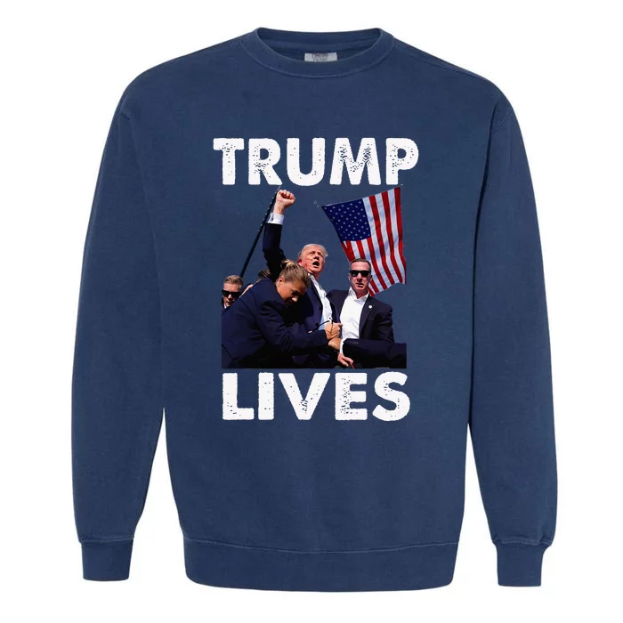 Trump Live Trump Shot Fist Pump Garment-Dyed Sweatshirt