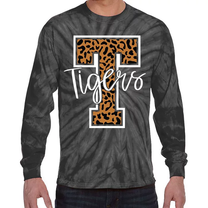 T Letter Tigers Tie-Dye Long Sleeve Shirt