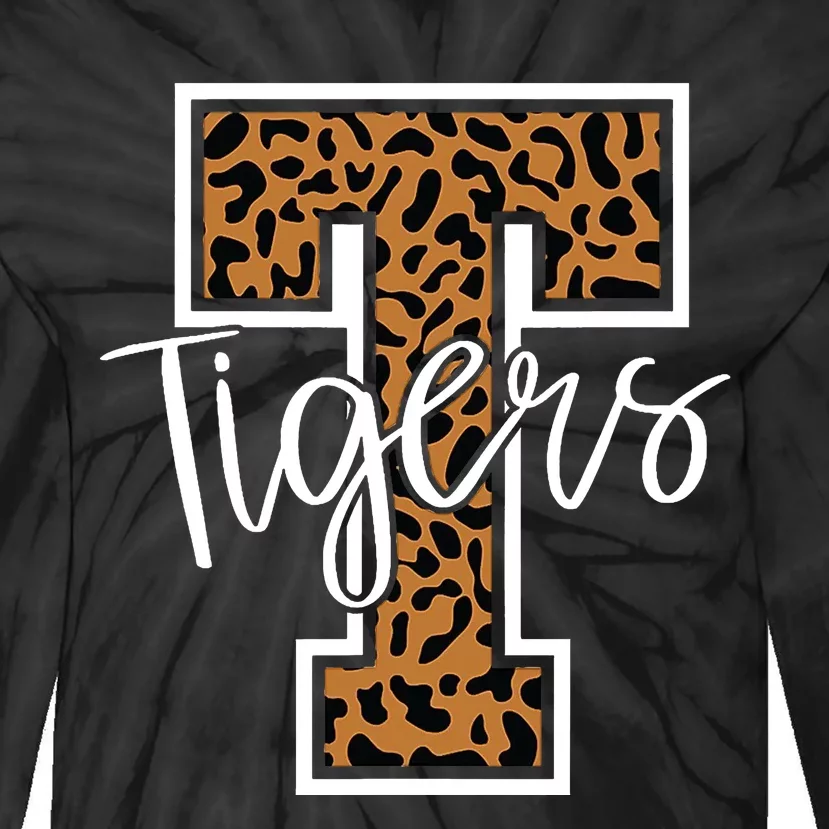 T Letter Tigers Tie-Dye Long Sleeve Shirt