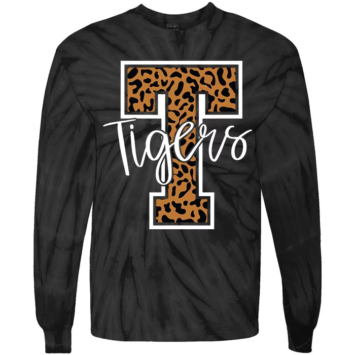 T Letter Tigers Tie-Dye Long Sleeve Shirt