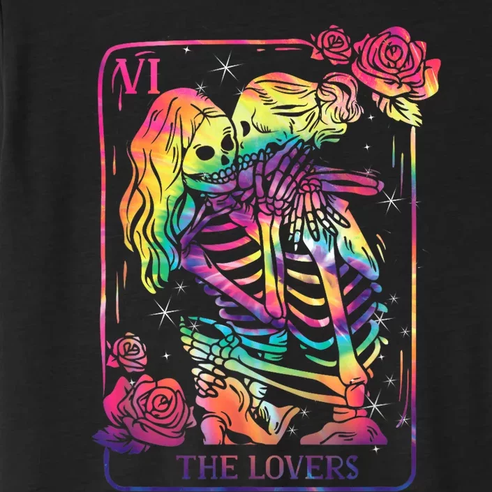 The Lovers Tarot Card Goth Tie Dye Kissing Lesbian Skeletons ChromaSoft Performance T-Shirt