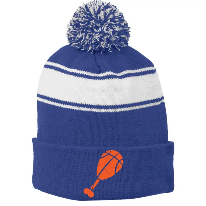 Turkey Leg Thanksgiving Day Cool Basketball Sport Player Great Gift Stripe Pom Pom Beanie