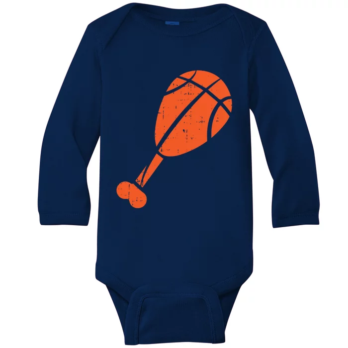 Turkey Leg Thanksgiving Day Cool Basketball Sport Player Great Gift Baby Long Sleeve Bodysuit