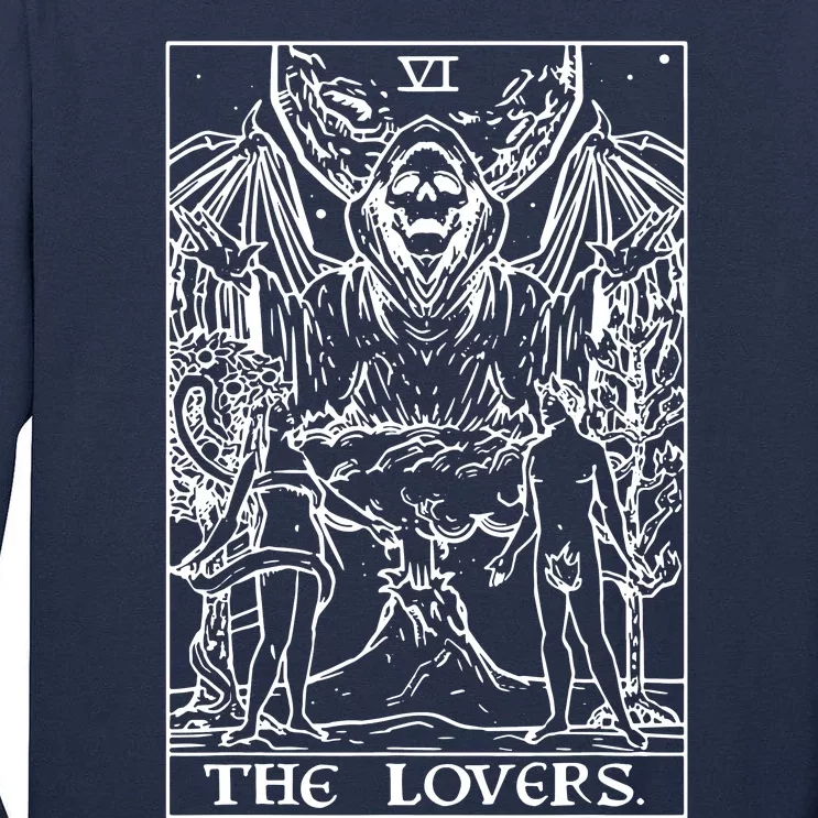 The Lovers Tarot Card Halloween Grim Reaper Gothic Horror Tall Long Sleeve T-Shirt