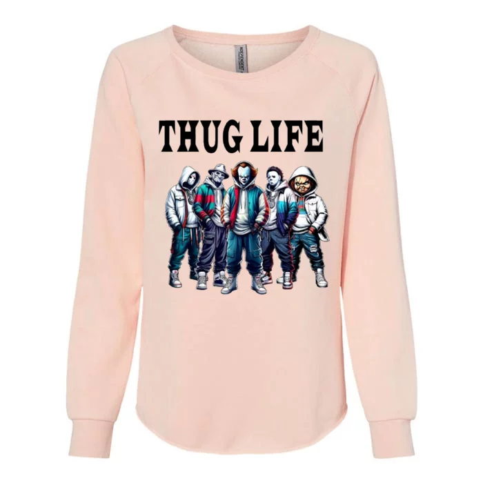 Thug Life Team Halloween Horror Character Michael Jason Chucky Freddy Pennywise Womens California Wash Sweatshirt