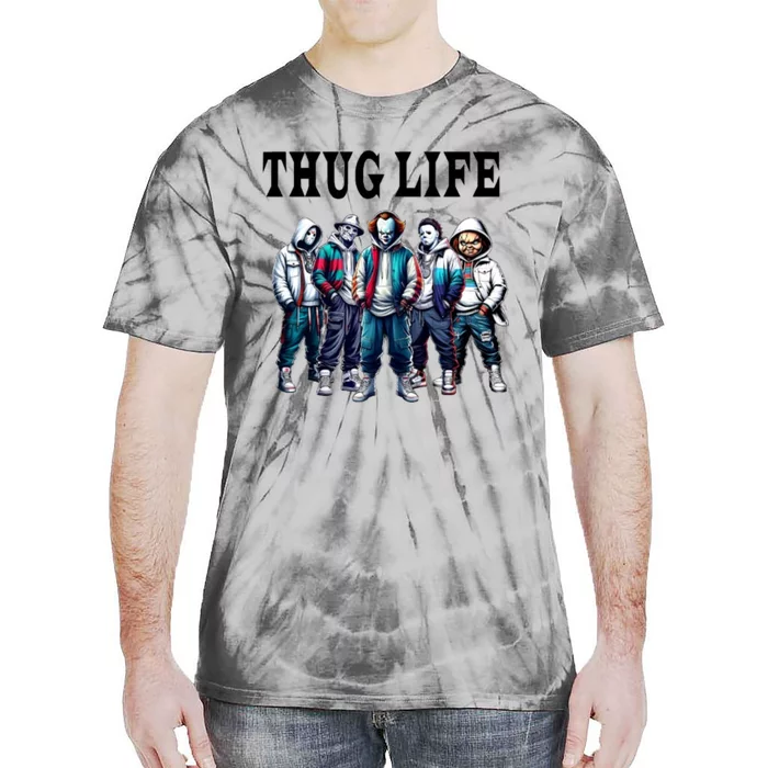 Thug Life Team Halloween Horror Character Michael Jason Chucky Freddy Pennywise Tie-Dye T-Shirt