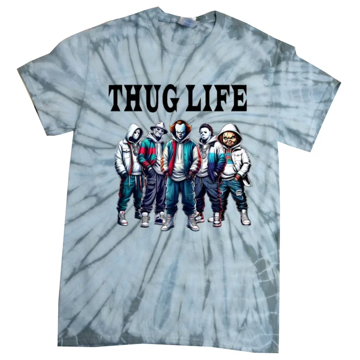 Thug Life Team Halloween Horror Character Michael Jason Chucky Freddy Pennywise Tie-Dye T-Shirt