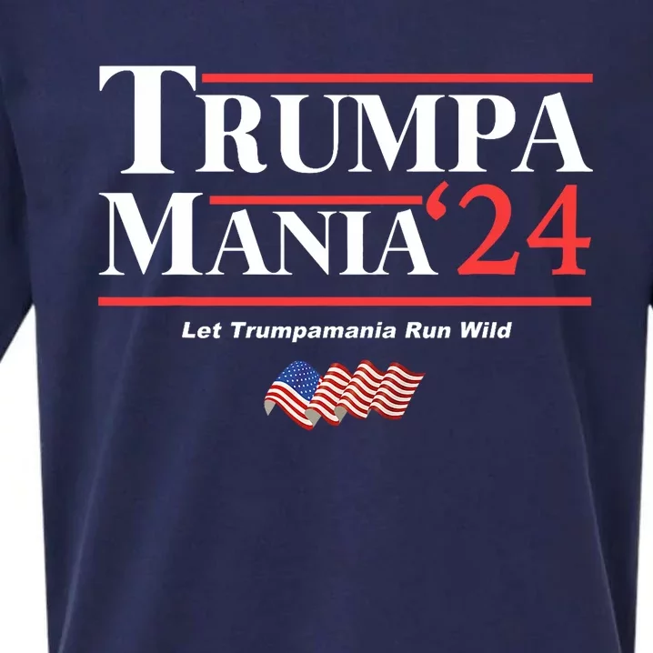 Trumpamania Let Trumpamania Run Wild American Flag Sueded Cloud Jersey T-Shirt