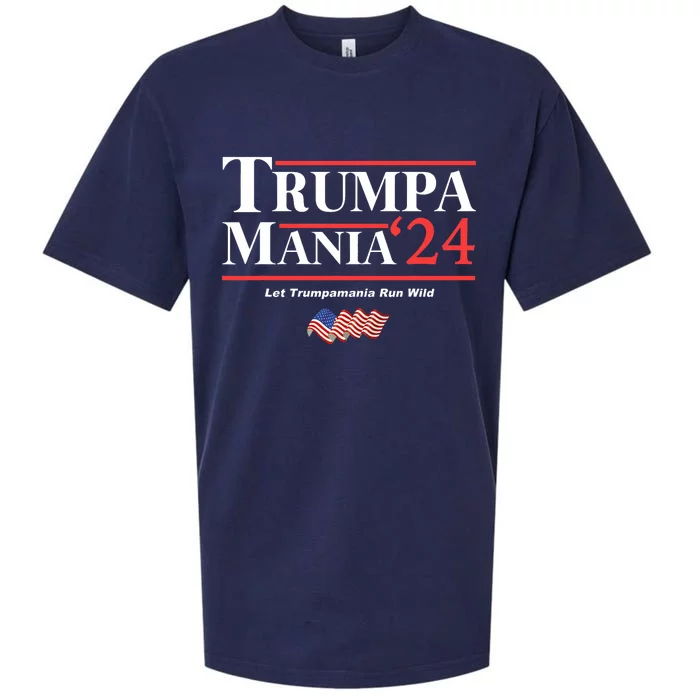 Trumpamania Let Trumpamania Run Wild American Flag Sueded Cloud Jersey T-Shirt