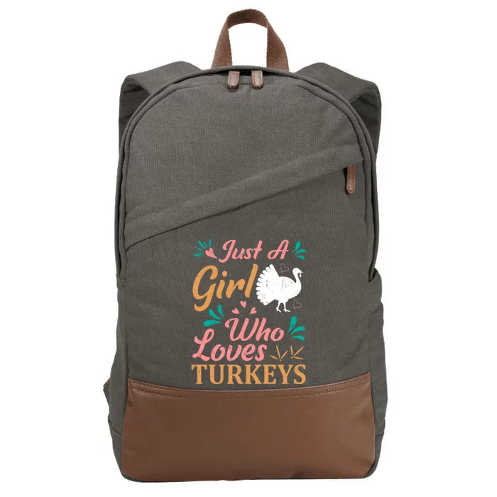 Turkey Lover Tee Just A Girl Who Loves Turkeys Gift Cotton Canvas Backpack