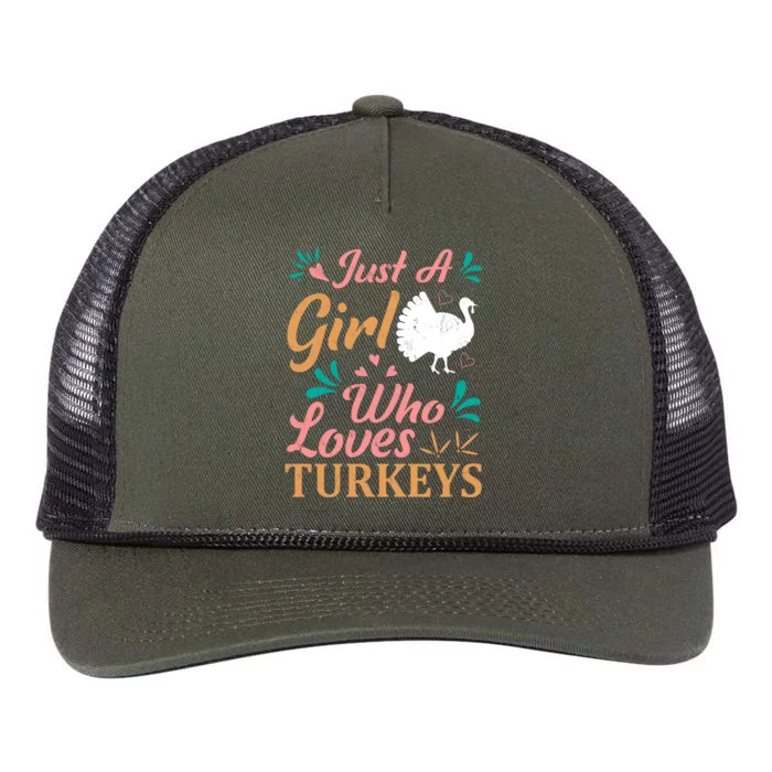 Turkey Lover Tee Just A Girl Who Loves Turkeys Gift Retro Rope Trucker Hat Cap