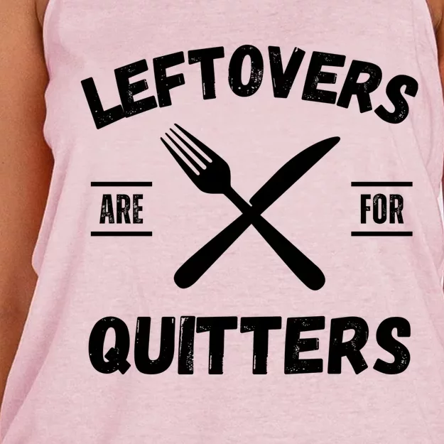 Thanksgiving Leftovers, Thanksgiving Eating Leftovers Are For Quitters Funny Women's Knotted Racerback Tank