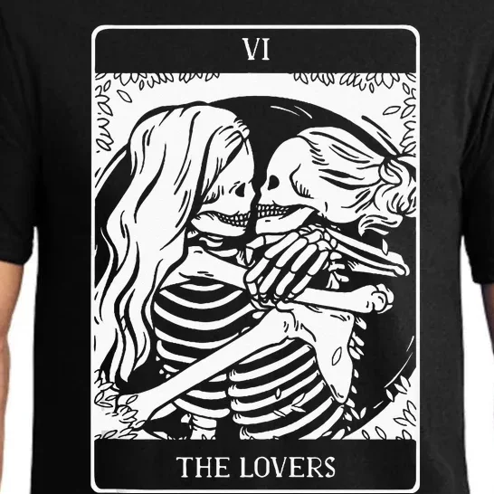 The Lovers Tarot Card Occult Goth Lesbian Skeleton Halloween Pajama Set