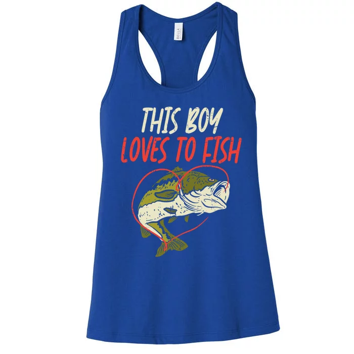 This Loves To Fish Bass Fishing Family Matching Gift Women's Racerback Tank