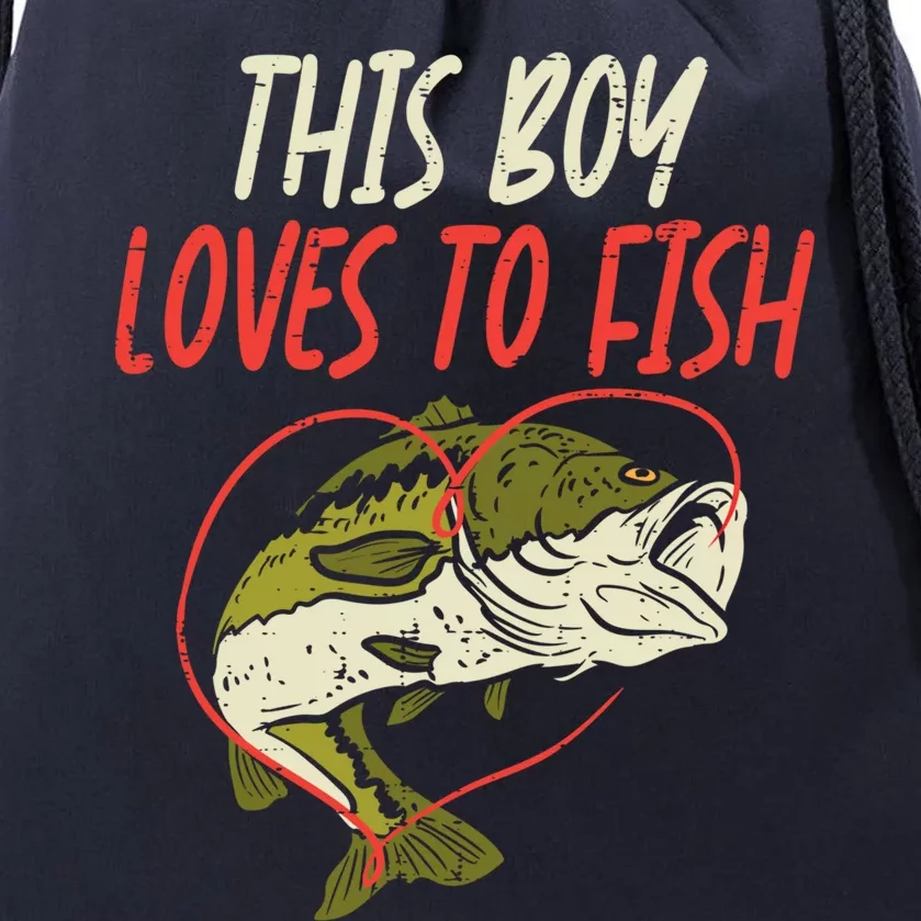 This Loves To Fish Bass Fishing Family Matching Gift Drawstring Bag