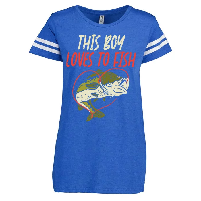 This Loves To Fish Bass Fishing Family Matching Gift Enza Ladies Jersey Football T-Shirt