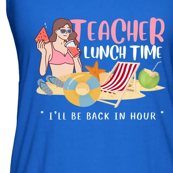 Teacher Lunch Time Funny Teacher Vacation Summer Beach Great Gift Ladies Essential Flowy Tank