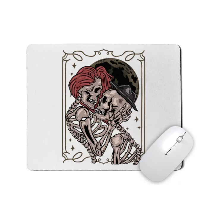 The Lovers Tarot Card Moon Goth Skeleton Gothic Skull Occult Mousepad