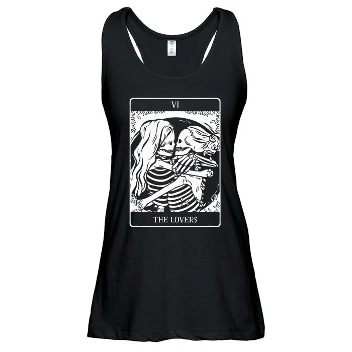 The Lovers Tarot Card Occult Goth Skeleton Halloween Decor Ladies Essential Flowy Tank